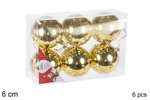 [106699] Pack 6 gold shiny bauble 6 cm