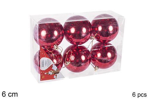 [106707] Pack 6 palline rosse lucide 6 cm