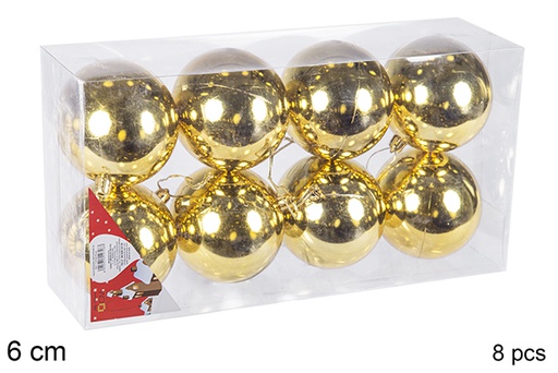 [106711] Pack 8 bolas oro brillo 6 cm
