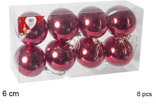 [106718] Pack 8 palline rosse lucide 6 cm