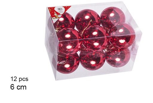 [106740] Pack 12 bolas vermelhas brilhantes 6 cm