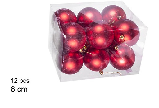 [106741] Pack 12 bolas roja mate 6 cm