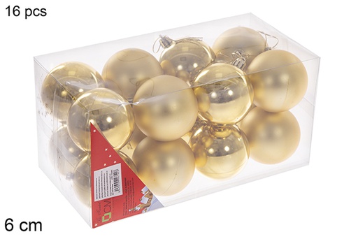 [106742] Pack 16 bolas oro brillo/mate 6 cm