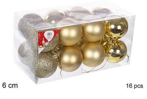 [106742] Pack 16 shiny/matte/glitter gold balls 6 cm