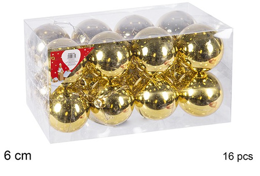 [106743] Pack 16 bolas oro brillo 6 cm
