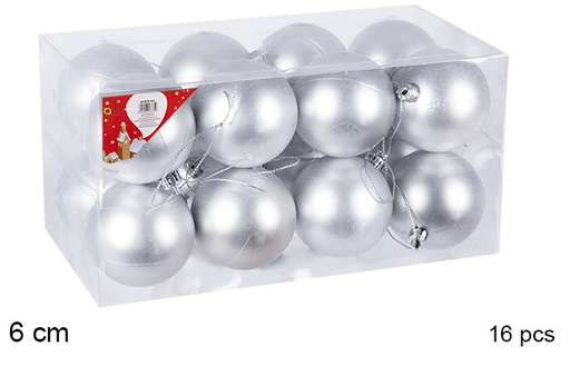 [106748] Pack 16 boules argentées mates 6 cm