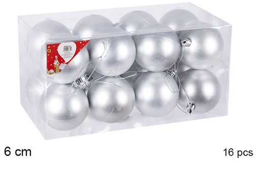 [106748] Pack 16 matte silver balls 6 cm