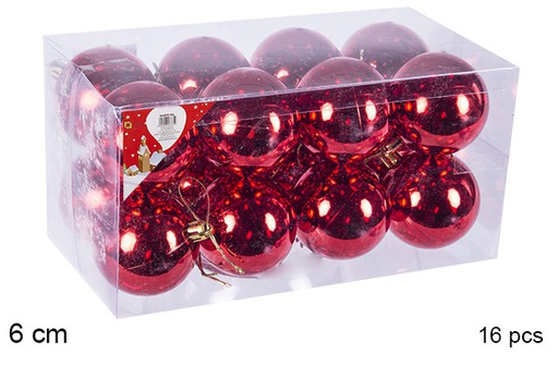 [106750] Pack 16 boules rouges brillantes 6 cm