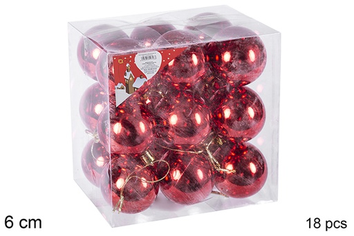 [106761] Pack 18 boules rouges brillantes 6 cm