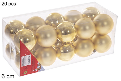 [106763] Pack 20 shiny/matte gold balls 6 cm