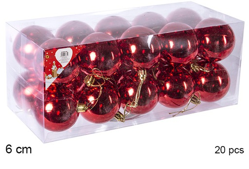 [106771] Pack 20 boules rouges brillantes 6 cm 