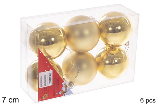 [106799] Pack 6 shiny/matte gold balls 7 cm