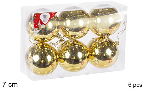 [106800] Pack 6 bolas brilhantes ouro 7 cm