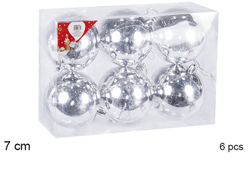 [106804] 6 palline argento lucide 7cm