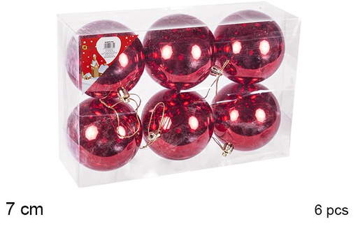 [106807] Pack 6 boules rouges brillantes 7 cm