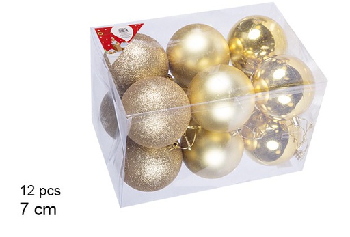 [106828] Pack 12 shiny/matte/glitter gold bauble 7 cm