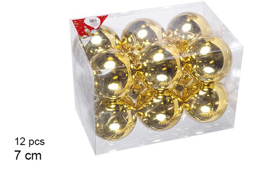 [106829] Pack 12 boules dorées brillantes 7 cm