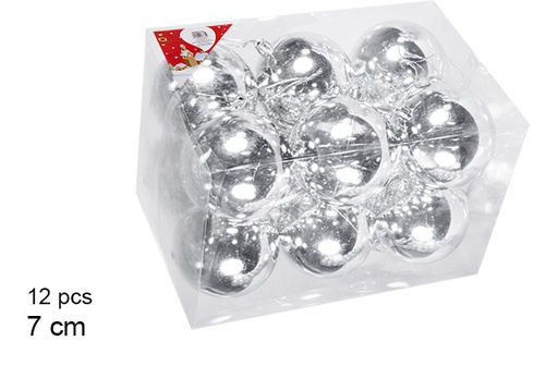 [106832] Pack 12 bolas plata brillo 7 cm