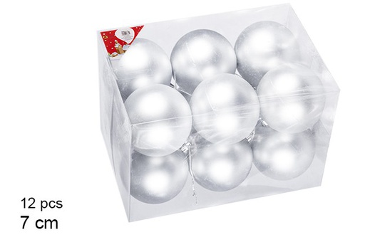 [106833] Pack 12 boules argentées mates 7 cm