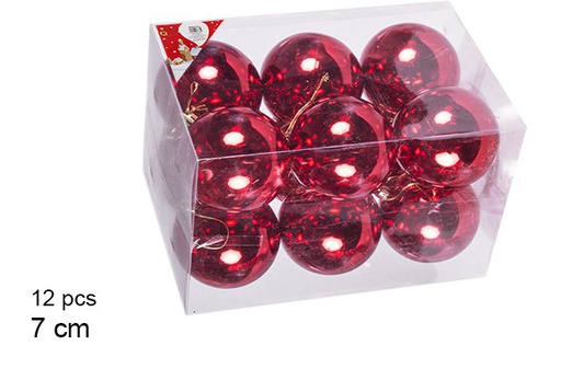 [106835] Pack 12 boules rouges brillantes 7 cm