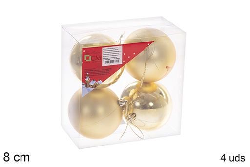 [106837] Pack 4 bolas oro brillo/mate  8 cm