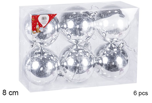 [106850] Pack 6 bolas plata brillo 8 cm