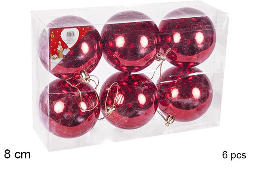 [106853] Pack 6 palline rosse lucide 8 cm