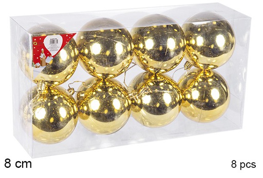 [106856] Pack 8 bolas oro brillo 8 cm