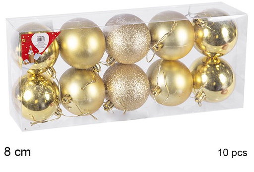 [106864] Pack 10 palline oro lucide/opache/glitterati 8 cm