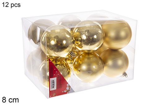 [106876] Pack 12 palline oro lucide/opache 8 cm