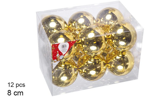 [106877] 12 boules dorées brillantes 8cm