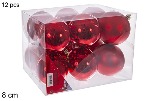 [106883] Pack 12 palline rosse lucide/opache 8 cm