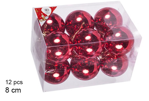 [106884] Pack 12 bolas rojo brillo 8 cm