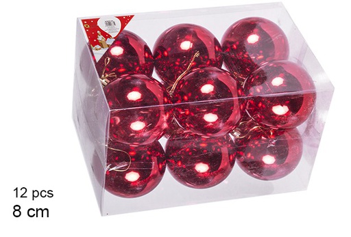 [106884] Pack 12 palline rosse lucide 8 cm