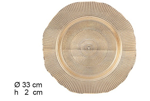 [105856] Prato raso plástico pontos dourados  33 cm 