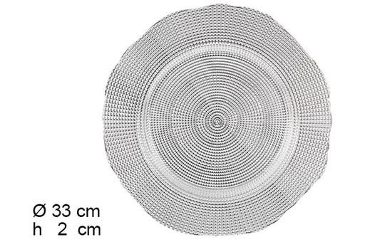 [105857] Plastic underplate silver dots 33 cm 