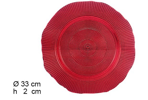 [105858] Bajo plato plástico puntos rojos 33 cm 