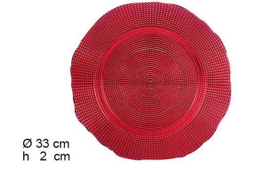 [105858] Sotto piatto di plastica pois rosso vivo 33 cm