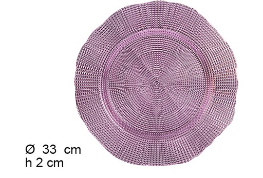 [105860] Assiette de présentation en plastique points violets 33 cm 