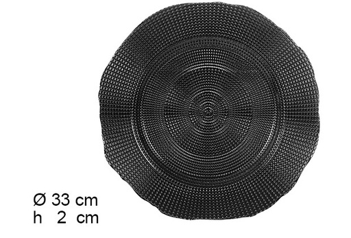 [105863] Black dotted charger plate 33 cm 