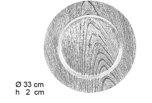 [105866] Sottopiatto in legno argento 33 cm  