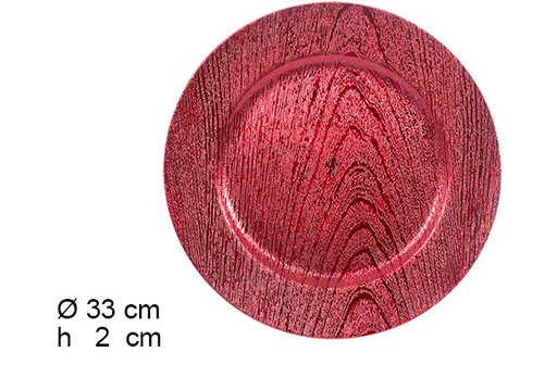 [105867] Low gloss red wood effect plate 33cm