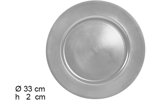 [105875] Sous-assiette lisse argentée 33 cm