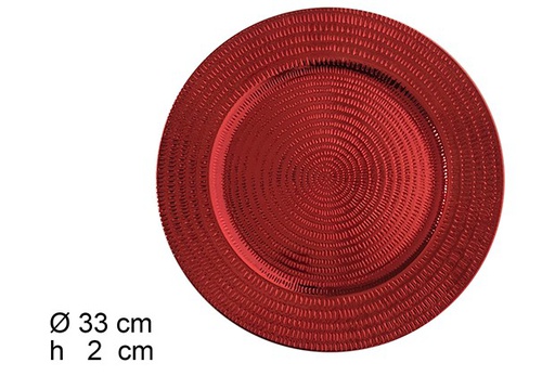 [105894] Bajo plato ondas rojo brillo 33 cm  