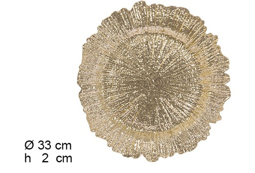 [105919] Assiette basse vintage paillettes dorées 33 cm