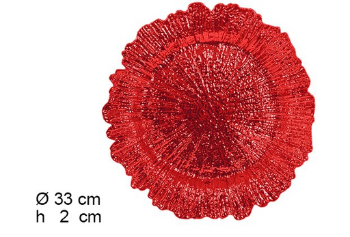 [105921] Assiette vintage rouge peu brillant 33 cm