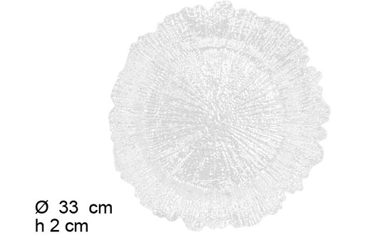 [105925] Prato vintage branco baixo brilhante de 33 cm