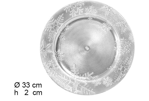 [105938] Bajo plato navideño plata 33 cm 