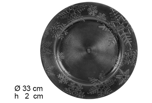 [105944] Low gloss black Christmas plate 33 cm