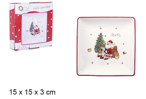 [106401] Christmas ceramic tray decorated with Santa Claus 15 cm